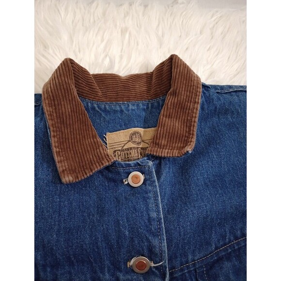 Vgt  Gotcha Covered Lod Cowboy Western Back House Print Jacket Denim Retro Sz L - Picture 7 of 10